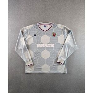 Undefeated Soccer Jersey Mens Large Grey Pink Long Sleeve Hexagon Honeycomb Logo